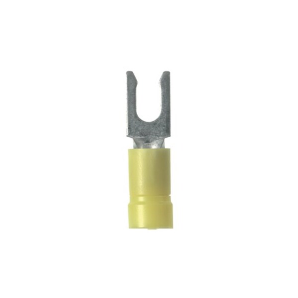 Panduit Fork Terminal, #8 Stud Size, 10 AWG, 600 V, Vinyl Insulated, Yellow, Crimp Termination Only, 50 PK PV10-8LF-L - main